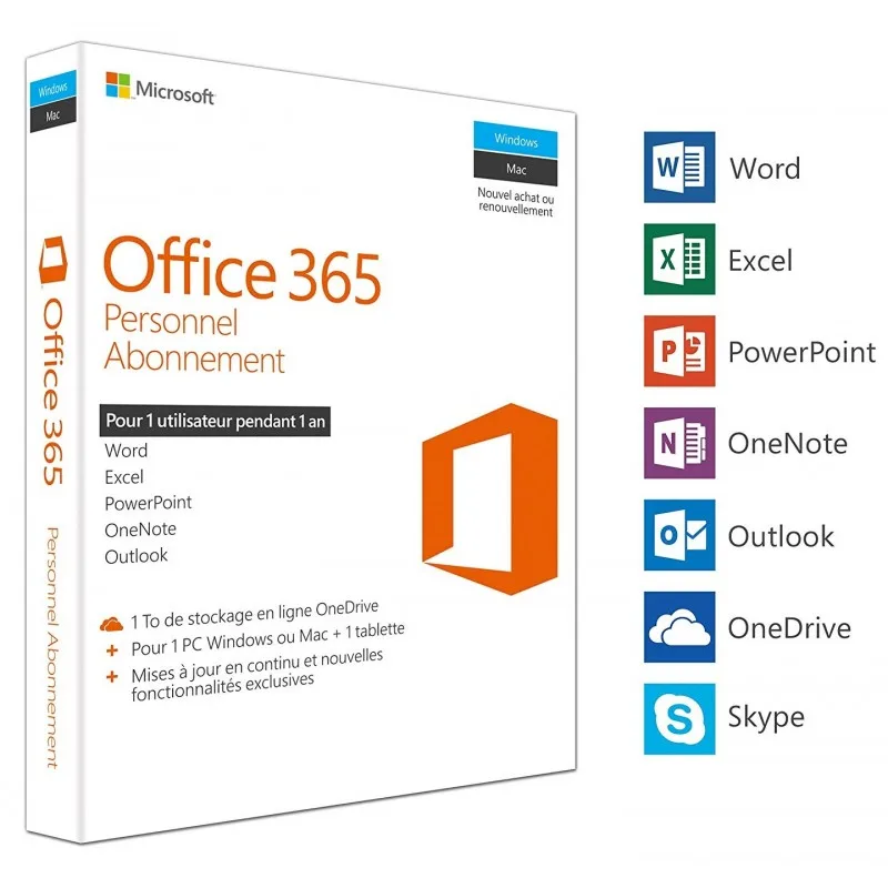Microsoft Office 365 Personel 1UTILISATEUR/1AN