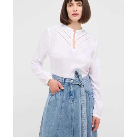 Blouse Blanche Femme Ch Poly-viscose Av découpe