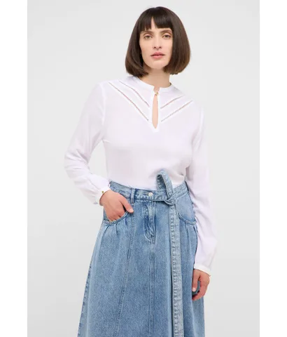 Blouse Blanche Femme Ch Poly-viscose Av découpe