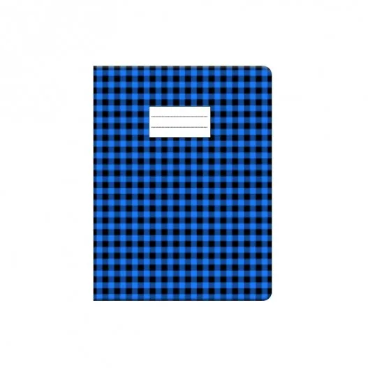 Protège-cahier imprimé Vichy petit modèle — Bleu