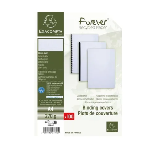 Rame Grain Cuir Blanc A4 – 230 g/m² – Paquet de 100 Feuilles – Exacompta