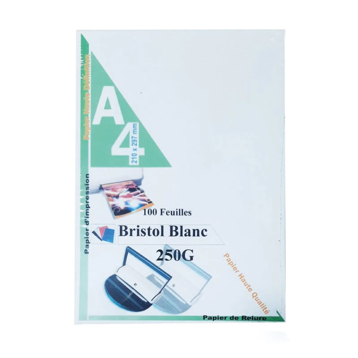 Rame Papier Bristol A4 – 250 g/m² – Paquet de 100 Feuilles – Ribat