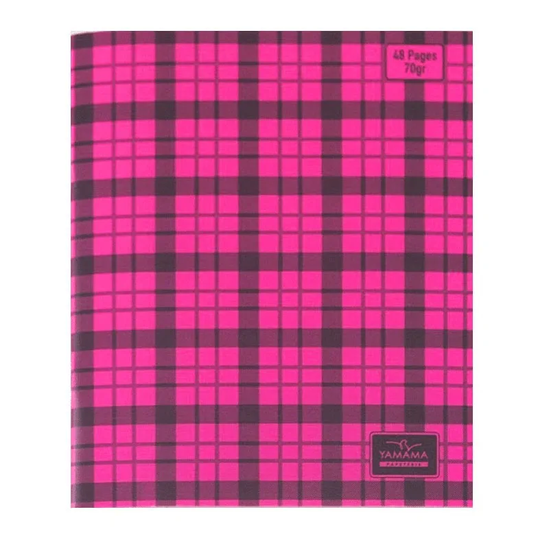 Cahier Piqué 48 Pages Couverture Plastique à Carreaux Seyès 17x22cm 70 g/m² - Rose – YAMAMA