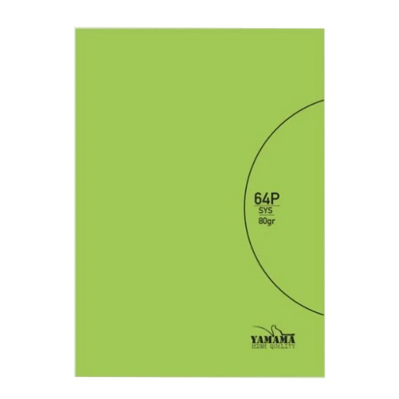 Cahier Piqué 64 Pages Couverture Plastique Uni Seyès Bmv 17x22cm 80 g/m² - Vert – YAMAMA