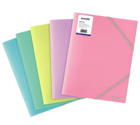 Chemise à Élastiques 3 Rabats PP A4 Pastel Assortis – Purple