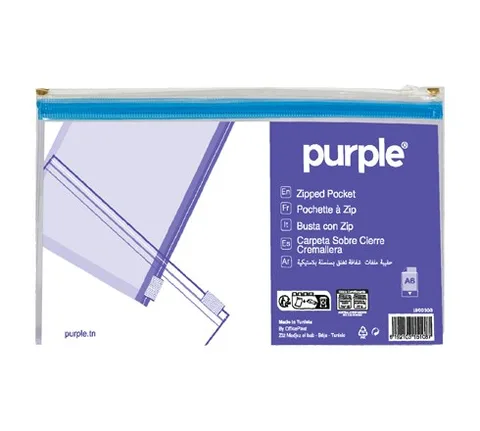 Pochette à Zipp A6 Essential en PVC Assortie – Purple