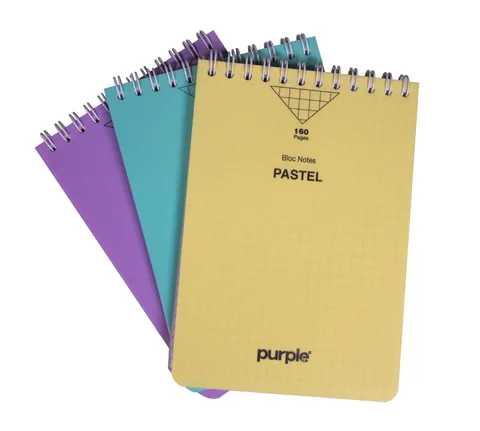 Bloc Note Couverture PP 5/5 Pastel A6 160 Pages Assortis – Purple