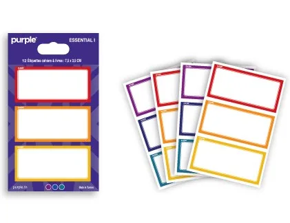 15 Etiquette Cahier et Livre 75*35mm Essential Ii – Purple