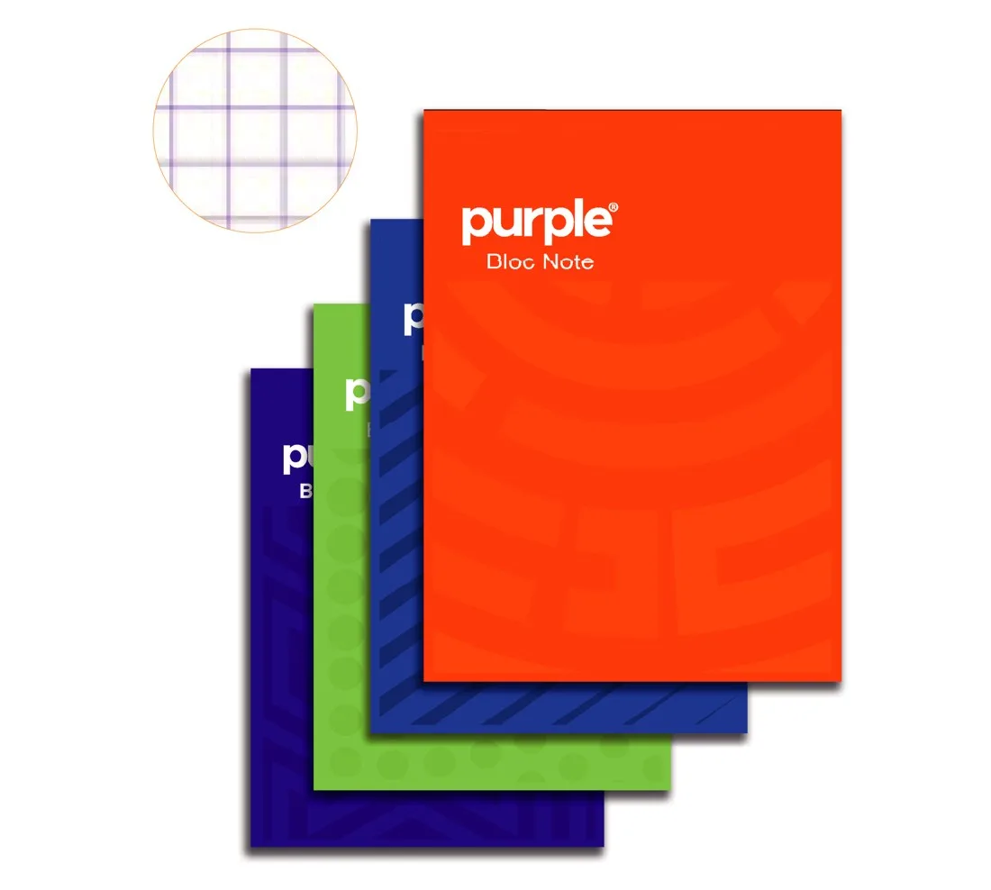 Bloc Notes Couverture en Carton 5/5 Essential A5 100 Pages Assortis – Purple