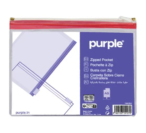 Pochette à Zipp A5 Essential en PVC Assortie – Purple