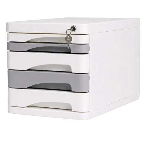 Bloc Tiroir 5 Etages Av Serrure 5555 BLANC/GRIS-BLANC