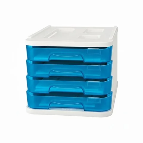 Bloc 4 Tiroir Bleu Fluo Transparent 1000M-52