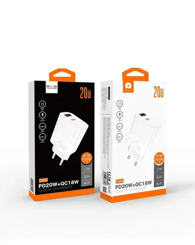 Chargeur Secteur Rapide WUW C204 - USB-C Pd 20W & Usb-a Qc 18W