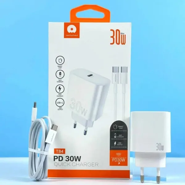 Chargeur Secteur Rapide WUW T84 - USB-C Power Delivery 30W + Câble Type-c 1m