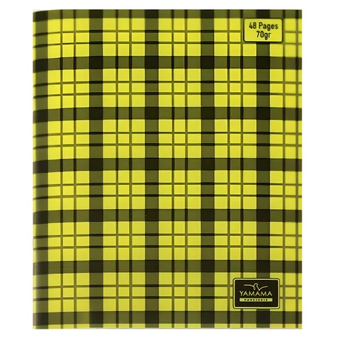 Cahier Piqué 48 Pages Couverture Plastique à Carreaux Seyès 17x22cm 70 g/m² - Jaune – YAMAMA