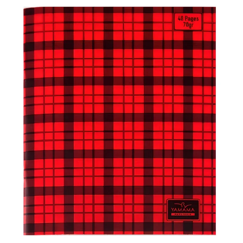 Cahier Piqué 48 Pages Couverture Plastique à Carreaux Seyès 17x22cm 70 g/m² - Rouge – YAMAMA