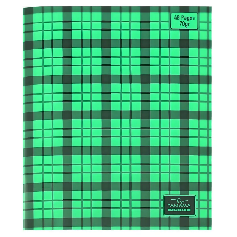 Cahier Piqué 48 Pages Couverture Plastique à Carreaux Seyès 17x22cm 70 g/m² - Vert – YAMAMA