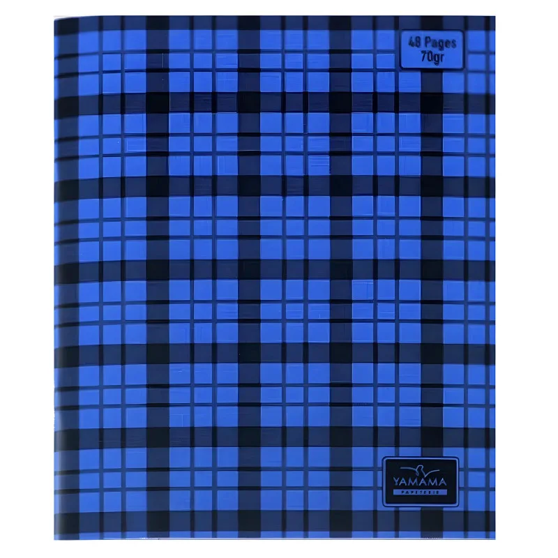 Cahier Piqué 96 Pages Couverture Plastique à Carreaux Seyès 17x22cm 70 g/m² - Bleu – YAMAMA
