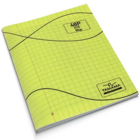Cahier Piqué 48 Pages Couverture Plastique Uni Seyès Bmv 17x22cm 80 g/m² - Jaune – YAMAMA