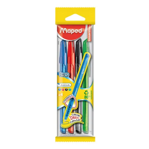 Pochette 4 Stylo à Bille Assortis – Maped