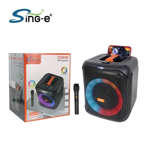 Enceinte Bluetooth Sing-e ZQS8180 8 Pouces 40W - Micro sans Fil + LED RGB