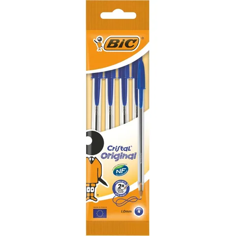 Stylo Bille Cristal Bleu 1MM X4 – Bic