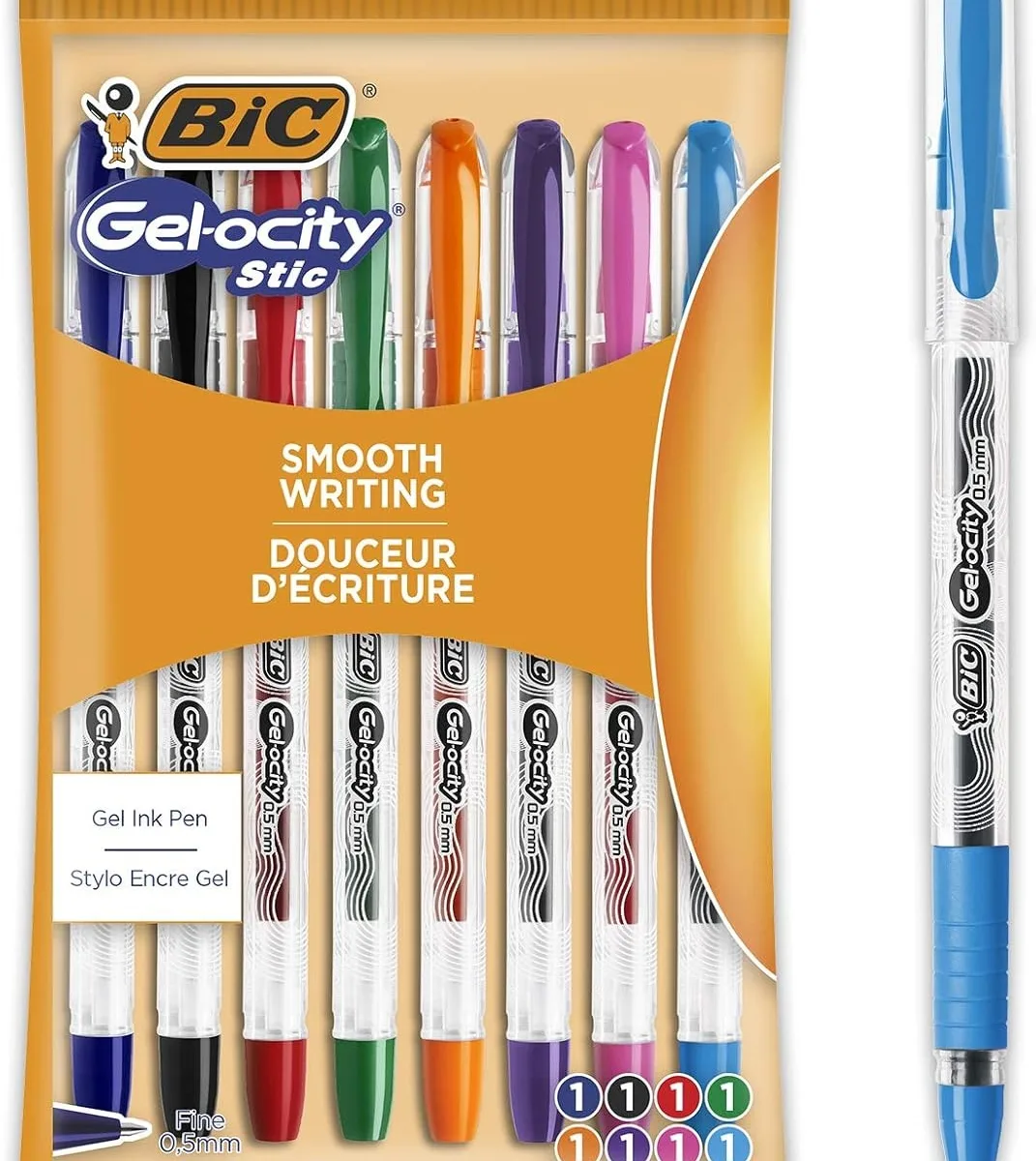 Pochette de 8 Stylo Gelocity Stic Ass – Bic