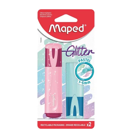 Blister de 2 Surligneurs Fluo Pastel Glitter – Maped
