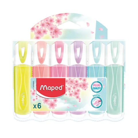 Blister de 6 Surligneurs Fluo'Peps Classic Pastel – Maped