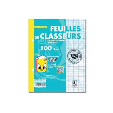 Feuilles de classeur blanc 17×22 100 pages Séyès 60g – SELECTA