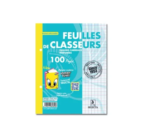 Feuilles de classeur blanc 17×22 100 pages Séyès 60g – SELECTA