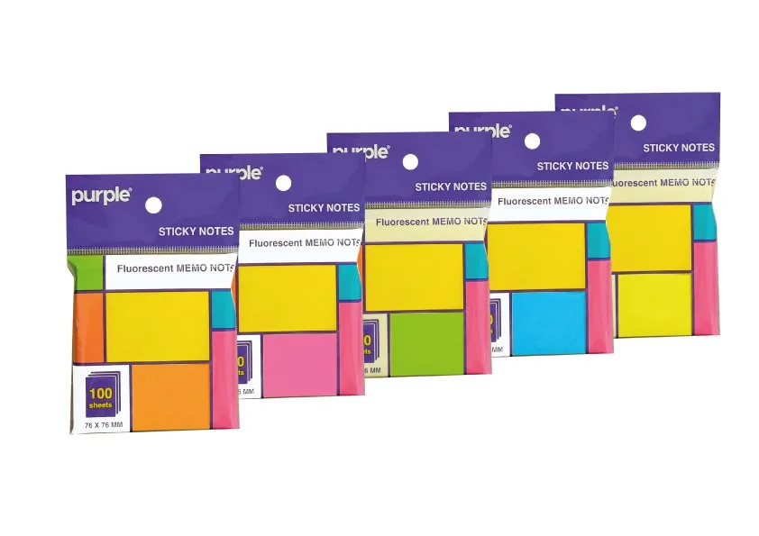 Fluorescent memo note 76*76mm 100 feuilles assorties – Purple