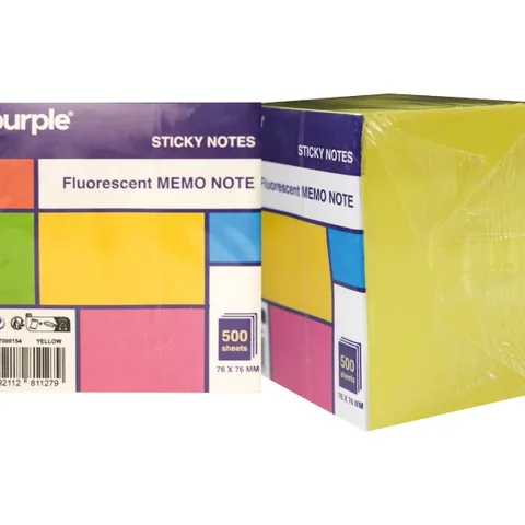 Fluorescent memo note 76*76mm 500 feuilles jaune – Purple