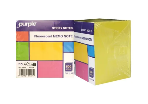 Fluorescent memo note 76*76mm 500 feuilles jaune – Purple