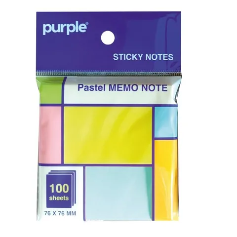 Pastelo Memo note 76*76mm 100 feuilles assorties 5 couleurs – Purple