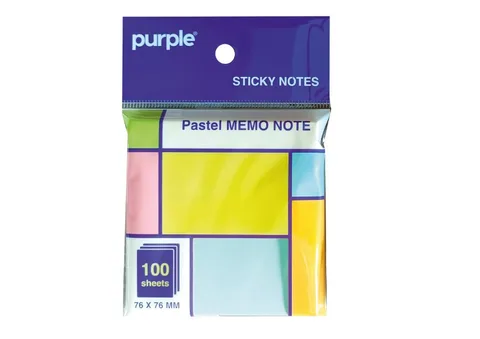 Pastelo Memo note 76*76mm 100 feuilles assorties 5 couleurs – Purple