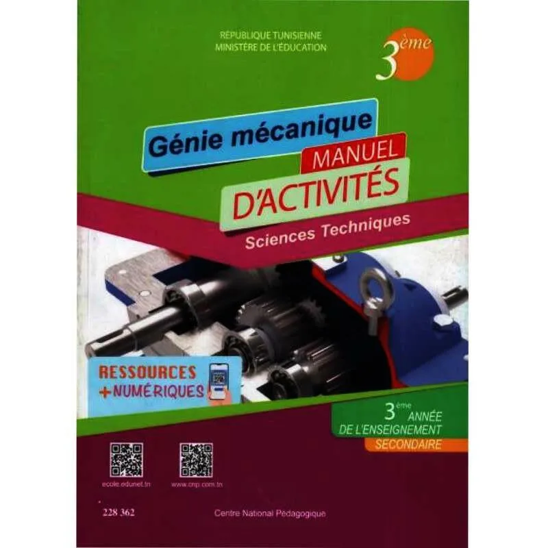 Génie mécanique — 3ème année secondaire — Activités (Sciences techniques) · CNP
