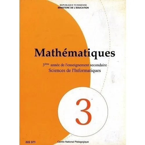 Manuel de mathématiques — 3ème année secondaire (Sciences de l'informatique) · CNP