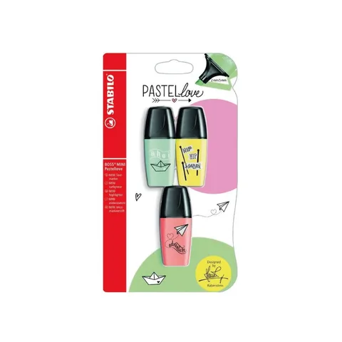Surligneur BOSS Mini Pastel Love Pack de 3 – Stabilo