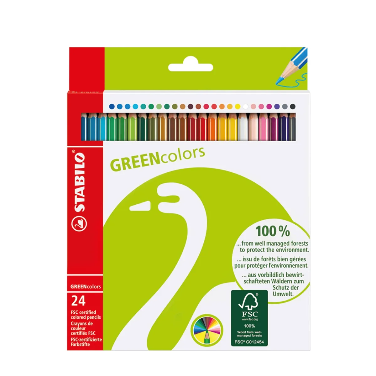 Crayons de Couleur GREENcolors 24 Pièces Wallet FSC – Stabilo