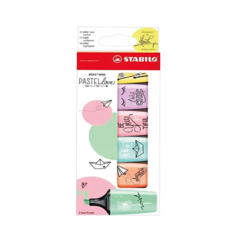 Surligneur BOSS Mini Pastel Love Pack de 6 – Stabilo