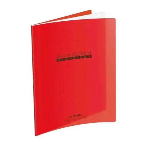 Cahier Polypro 17*22 192 Pages 70g Seyès Rouge – Conquérant