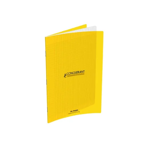 Cahier Polypro 24 X 32 Cm - 96 Pages - Grands Carreaux (seyes) Jaune – Conquérant