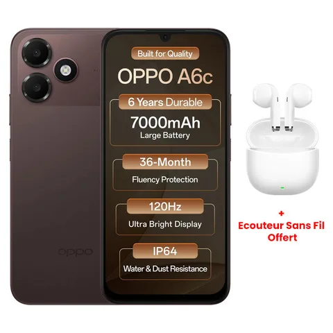 Smartphone Oppo A6c 4Go/128Go - Marron