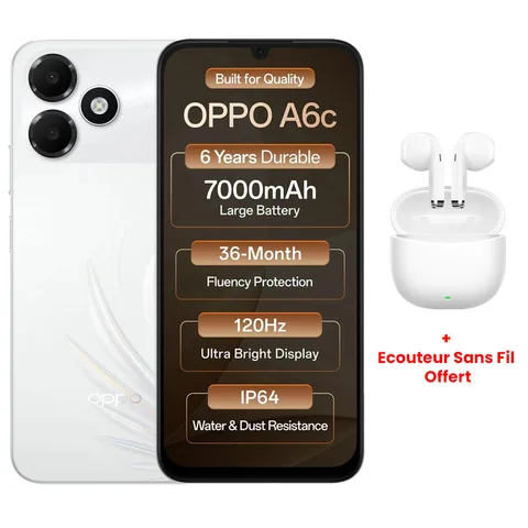 Smartphone Oppo A6c 4Go/128Go - Blanc