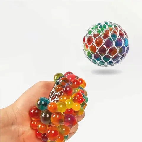 Squichy en Maille - Balle avec Billes Multicolore Anti-Stress