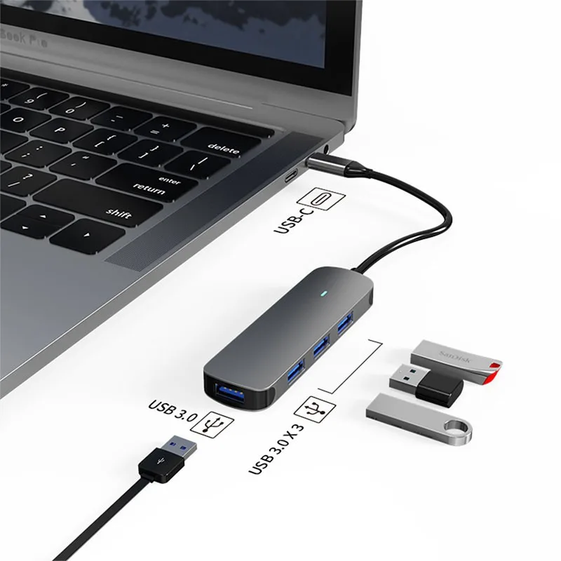 Hub USB-C 4-en-1 Blisbond DS02 - 4 Ports USB 3.0