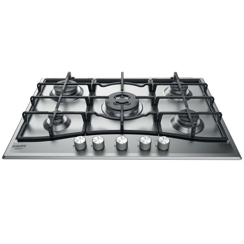 Plaque de Cuisson Gaz Ariston 75 cm 5 Feux Fonte Inox - PCN 751 T/IX/A