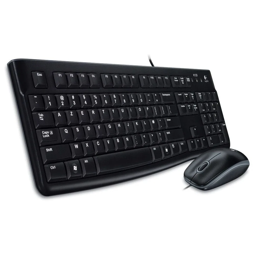 Ensemble Clavier + Souris Filaire USB Logitech MK120 AZERTY Noir