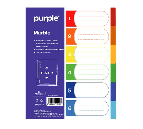 Jeux d’intercalaires en carte imprimé (6 positions) MARBLE